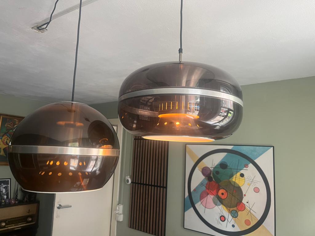 Dijkstra design Lampen bruine Space Age hanglamp, Ophalen, Zo goed als nieuw, Minder dan 50 cm