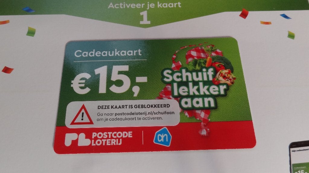 Cadeaukaart van AH [ postcodeloterij, Tickets en Kaartjes, Drie personen of meer, Cadeaubon
