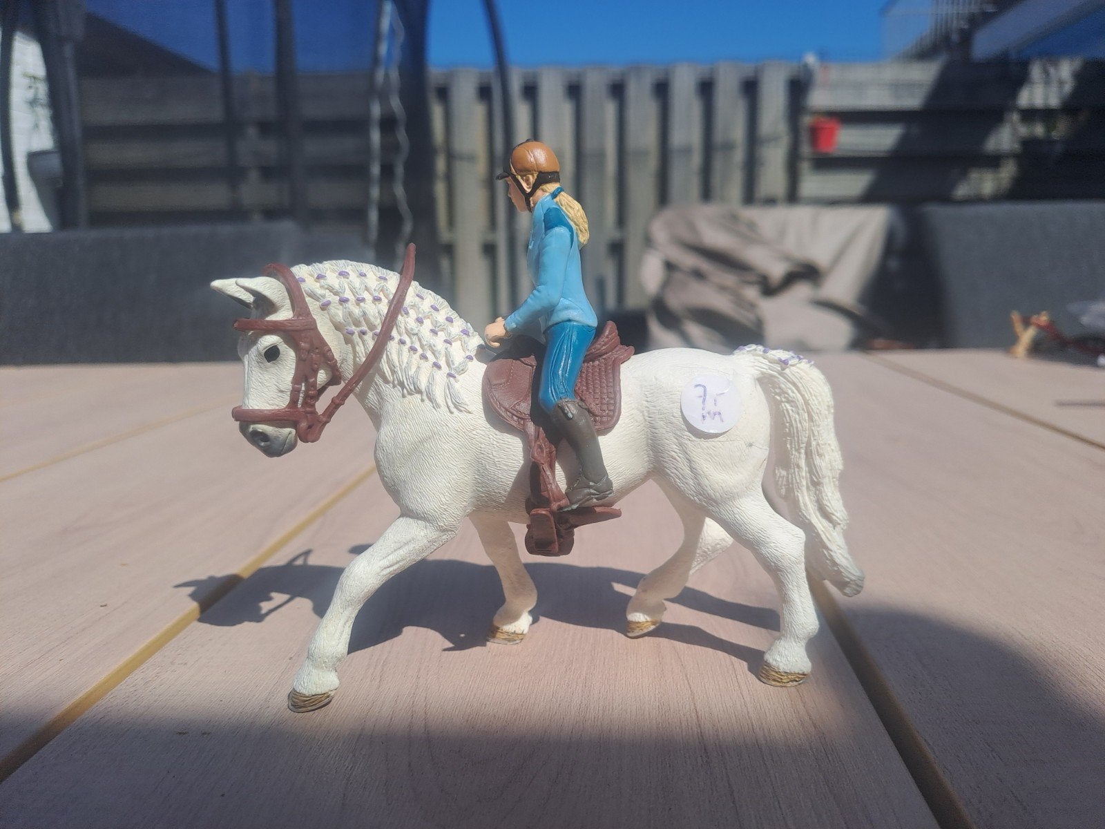 Schleich Ruiter met Paard - Wit Paard met Bruin Zadel, Ophalen of Verzenden, Gebruikt