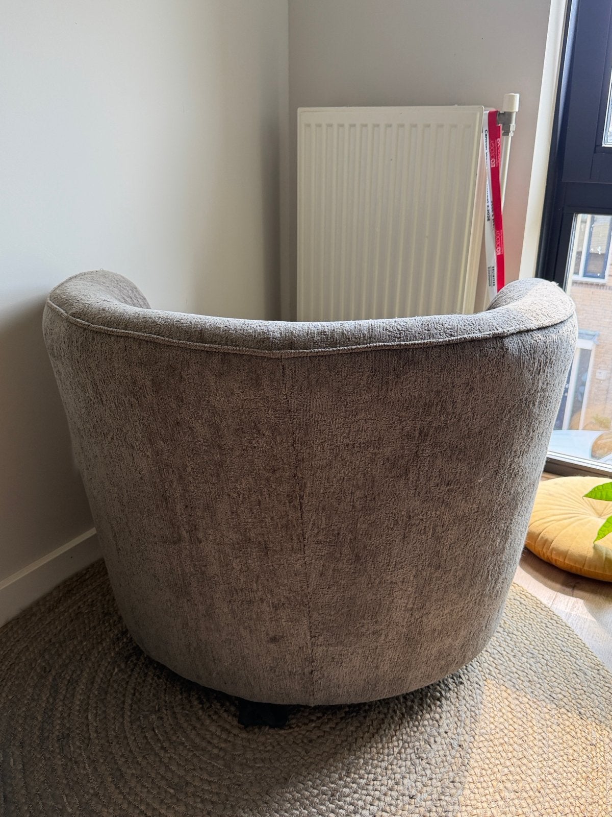 Comfortabele draaibare fauteuil - Grijs stof, Huis en Inrichting, Ophalen, Zo goed als nieuw, Eén, Stof