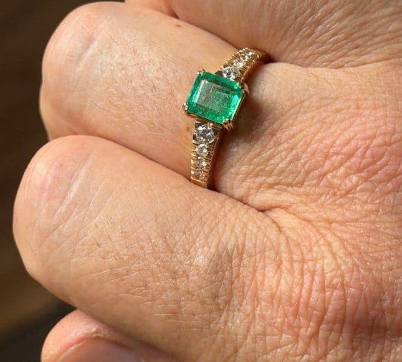 18K gouden ring natuurlijke VVS diamanten en smaragd 2.75ct!, Sieraden, Tassen en Uiterlijk, Ringen, 20 of groter, Ophalen of Verzenden