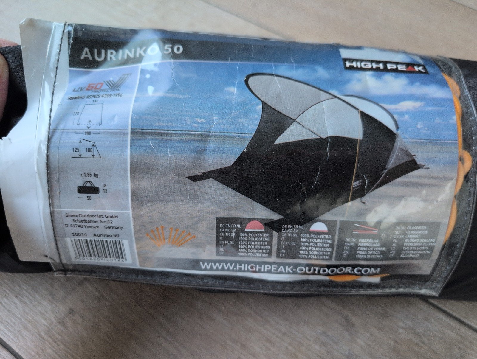 High Peak Aurinko 50 strandtent met UV 50+ bescherming, Ophalen, Zo goed als nieuw, Tot en met 2