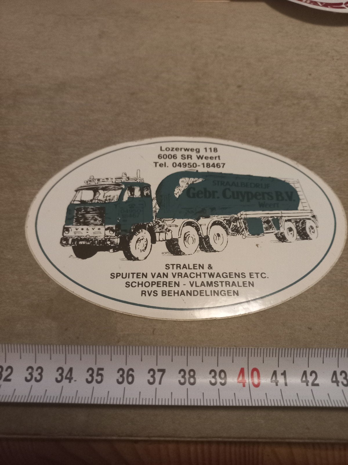 Vintage sticker Straalbedrijf Gebr. Cuypers B.V. Weert, Ophalen of Verzenden, Gebruikt