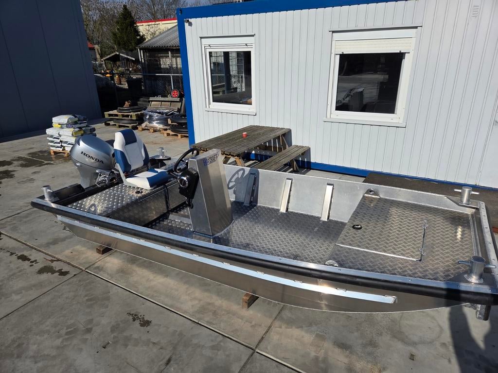 Nieuwe werkboot 4.00 meter met 15pk honda, Minder dan 100 pk, Minder dan 10 meter, Overige typen, Nieuw
