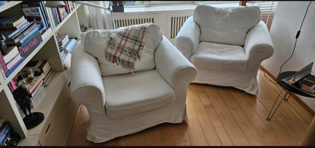 2x IKEA Ektorp fauteuils - Off-white met wasbare hoezen, Huis en Inrichting, Ophalen