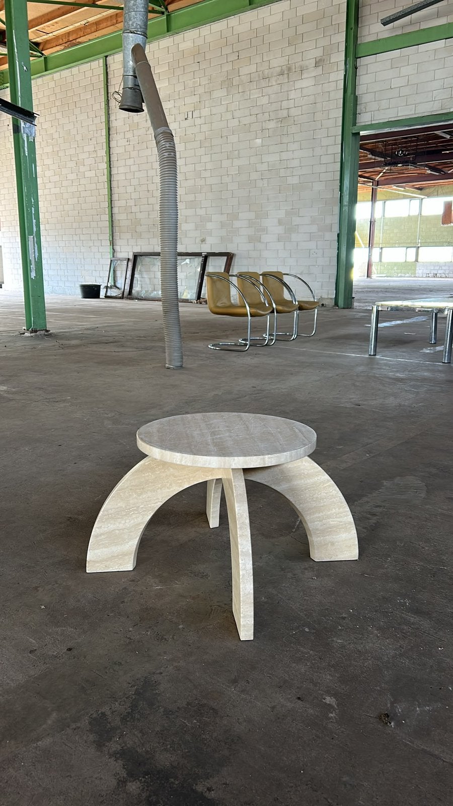Design salontafel travertin, Ophalen, 100 tot 150 cm, Rond, 50 tot 100 cm
