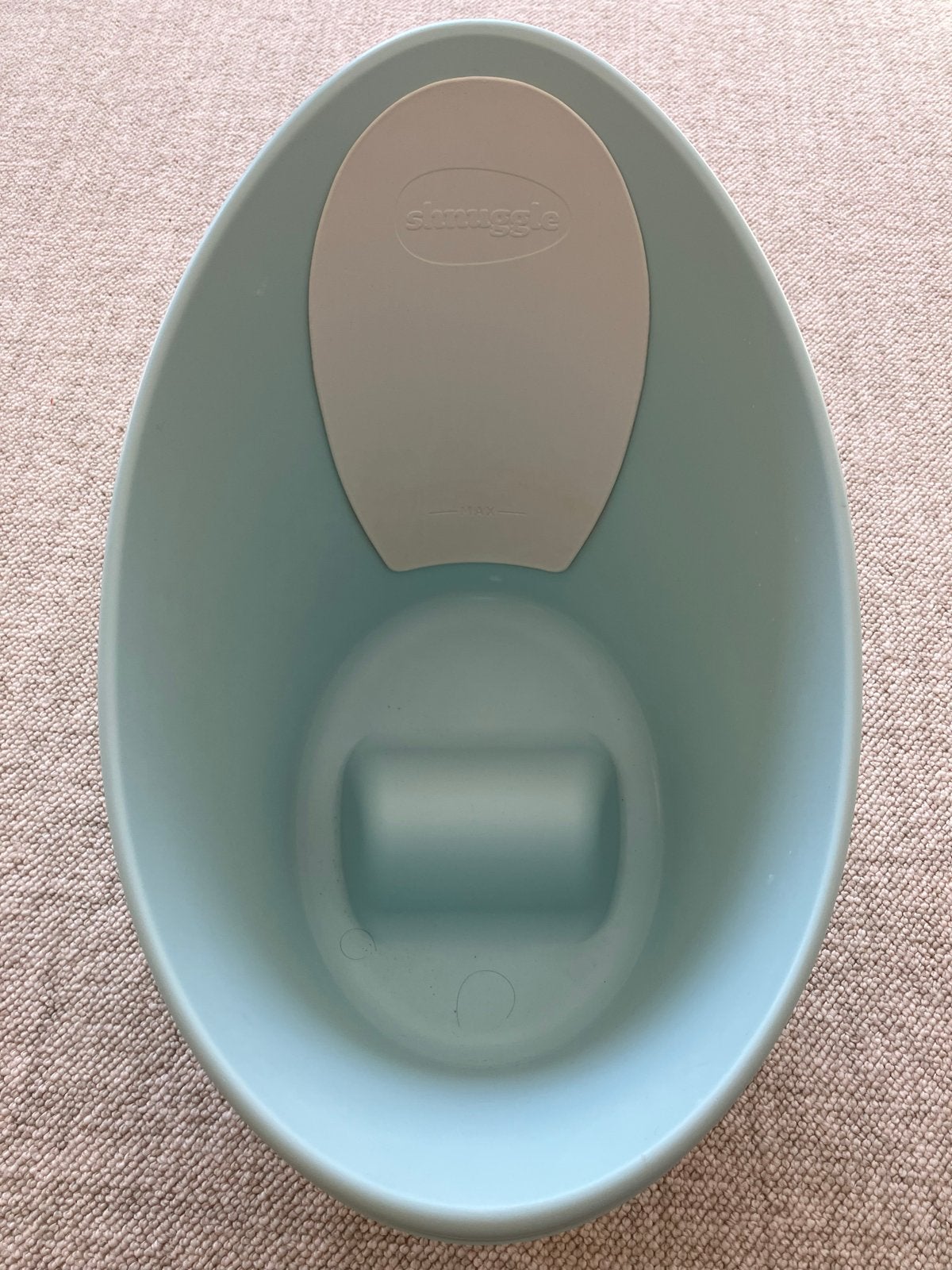 Shnuggle babybadje met rack- Aqua & Wit, Ophalen of Verzenden, Gebruikt, Badje, Overige merken