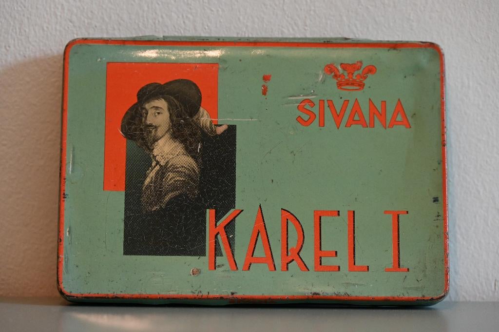 Sigarenblik Karel I sivana, Verzamelen, Rookartikelen, Aanstekers en Luciferdoosjes, Ophalen, Gebruikt, Overige typen