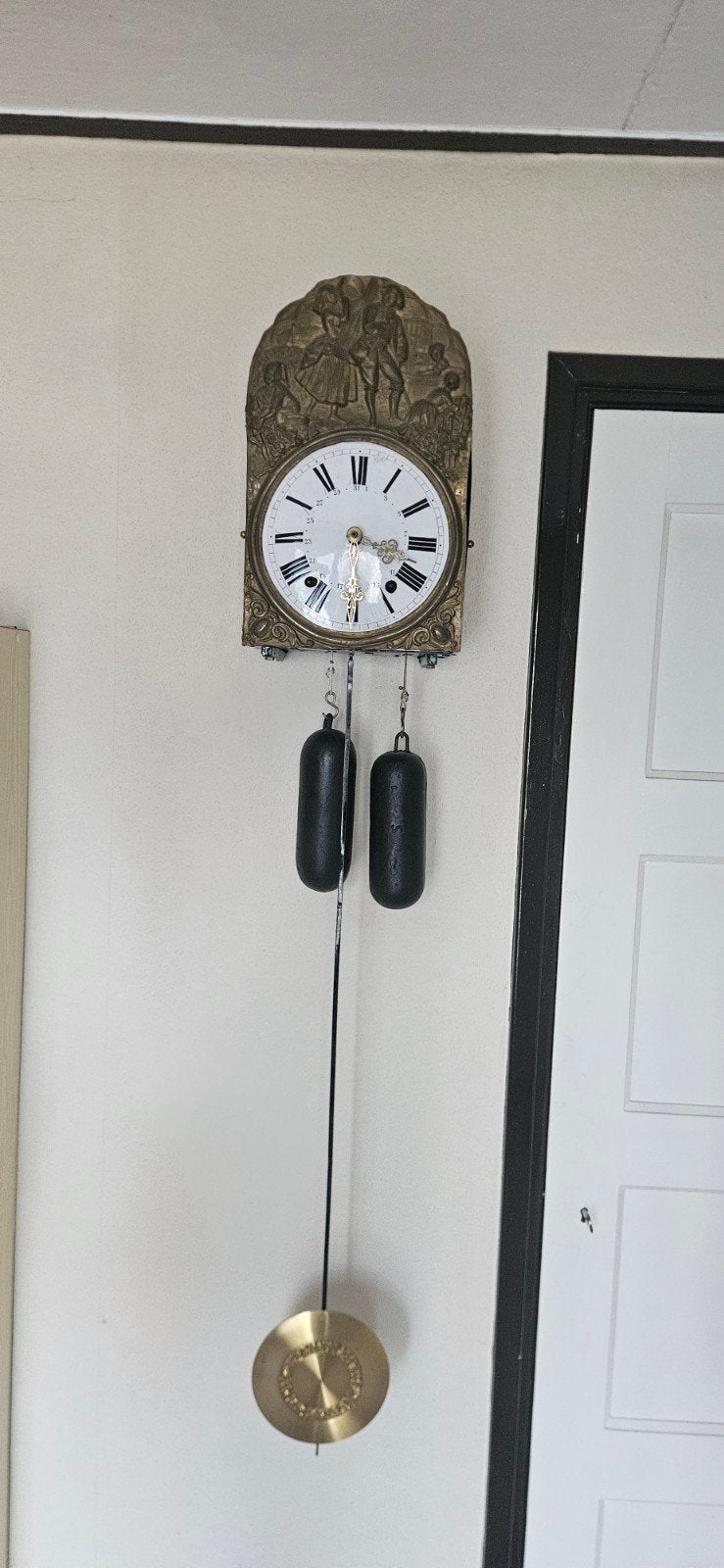 Antieke wandklok met gewichten en slinger, Ophalen of Verzenden