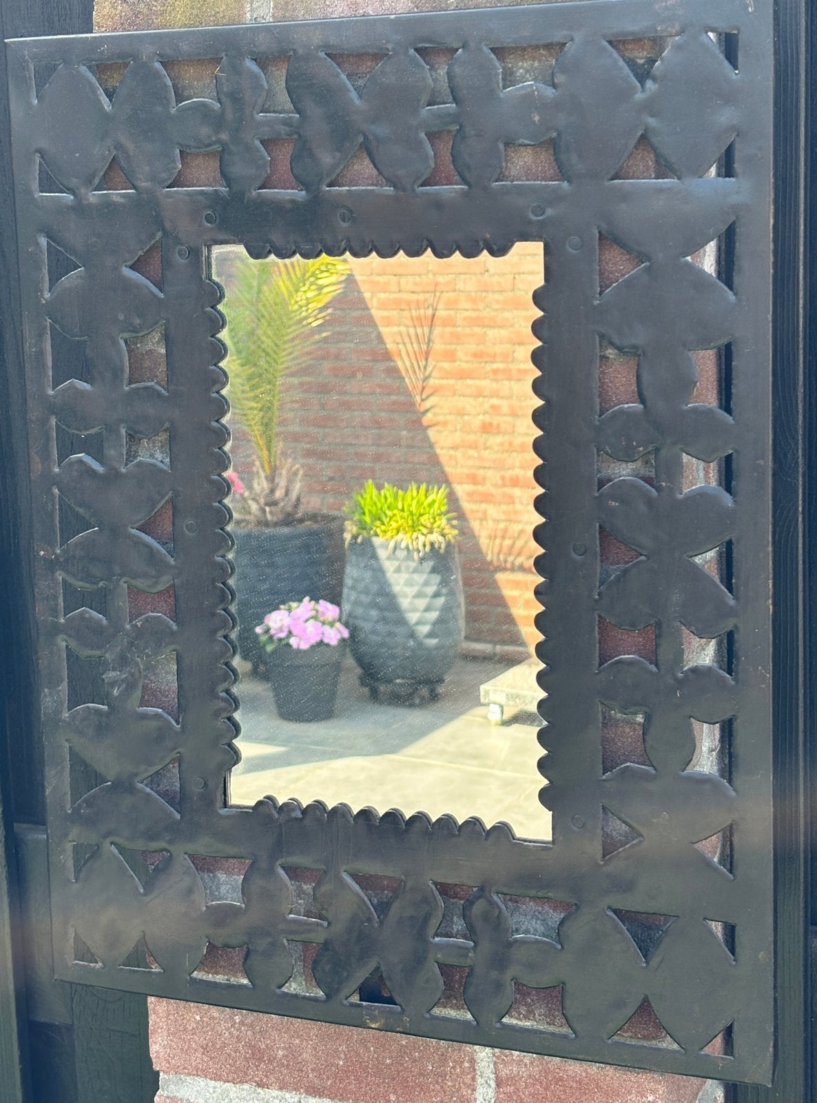Decoratieve spiegel met metalen frame, Ophalen, Rechthoekig, 50 tot 100 cm, 100 tot 150 cm