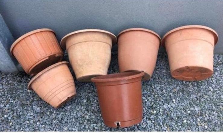 Grote bloempotten kunsstofpot diverse voor grote planten, Kunststof, Gebruikt, Rond, Ophalen of Verzenden