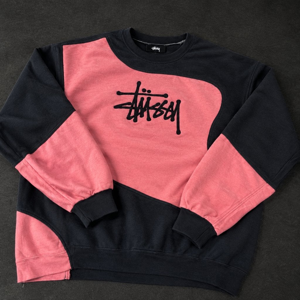 Stussy Reworked Sweater - Zwart/Koraal Roze - Maat XXL, Kleding | Heren, Zwart, Stussy, Overige maten, Ophalen of Verzenden