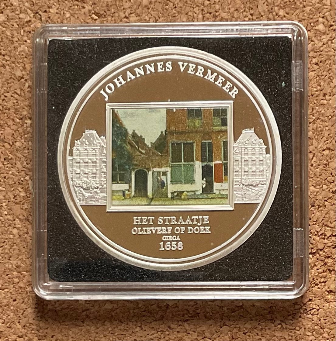 Penning Rijksmuseum - Johannes Vermeer - Het Straatje., Postzegels en Munten, Penningen en Medailles, Overige materialen, Nederland