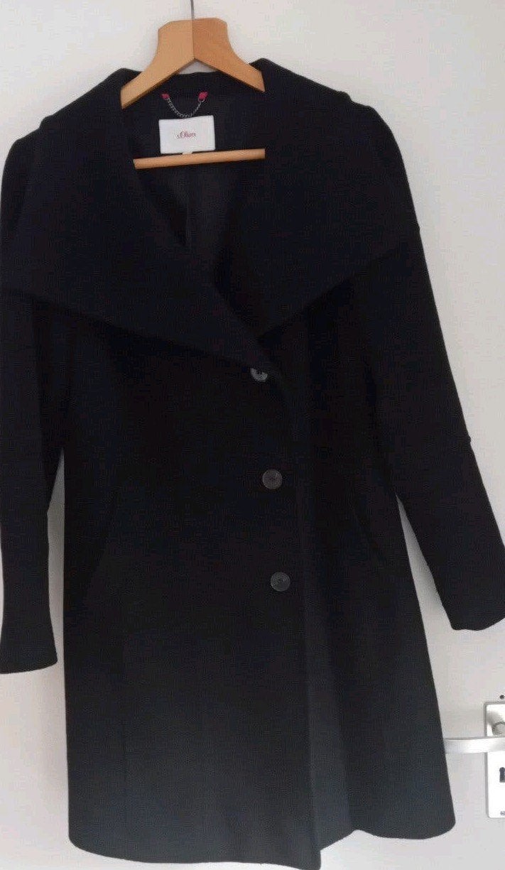 Nette zwarte wollen jas S.Oliver maat 38., Kleding | Dames, Ophalen of Verzenden, Maat 38/40 (M), Zwart