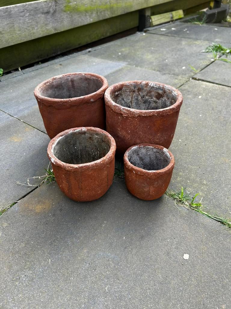 4 bloempotten bruin, Ophalen of Verzenden