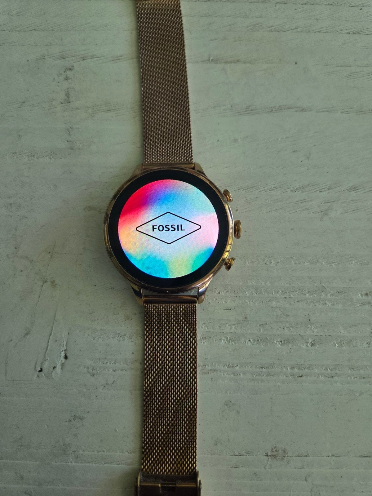 Fossil Smartwatch - Roségoud met Milanese band, Sieraden, Tassen en Uiterlijk, Smartwatches, Fossil, Ophalen of Verzenden, Zo goed als nieuw