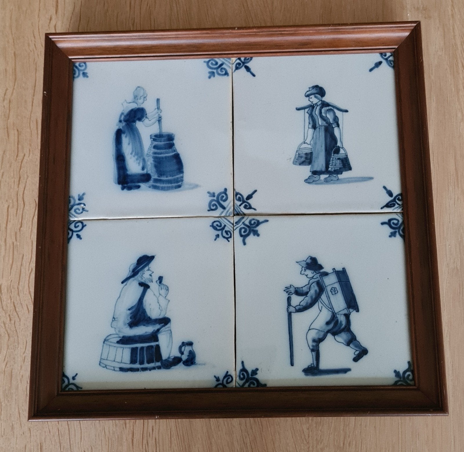 Vintage tegeltableau 29x29 cm met Hollandse taferelen, Ophalen of Verzenden