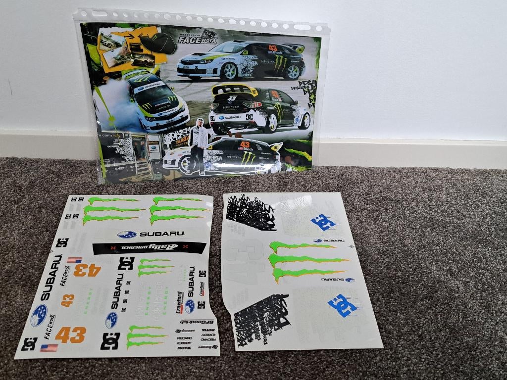 Decals / Stickers 1/10 Tamiya Subaru Ken Block, Ophalen of Verzenden, Nieuw, Schaal 1:10, Onderdeel