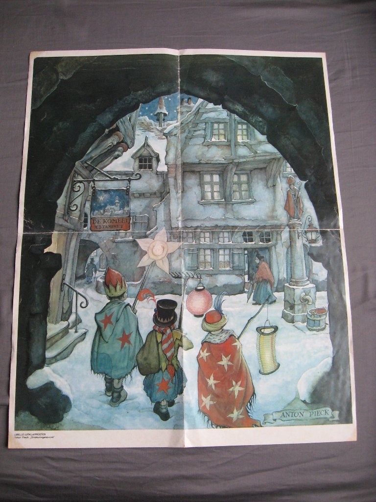 Libelle Uitklapposter Driekoningenavond - ill. Anton Pieck, Verzamelen, Ophalen of Verzenden, A1 t/m A3, Film en Tv, Rechthoekig Staand
