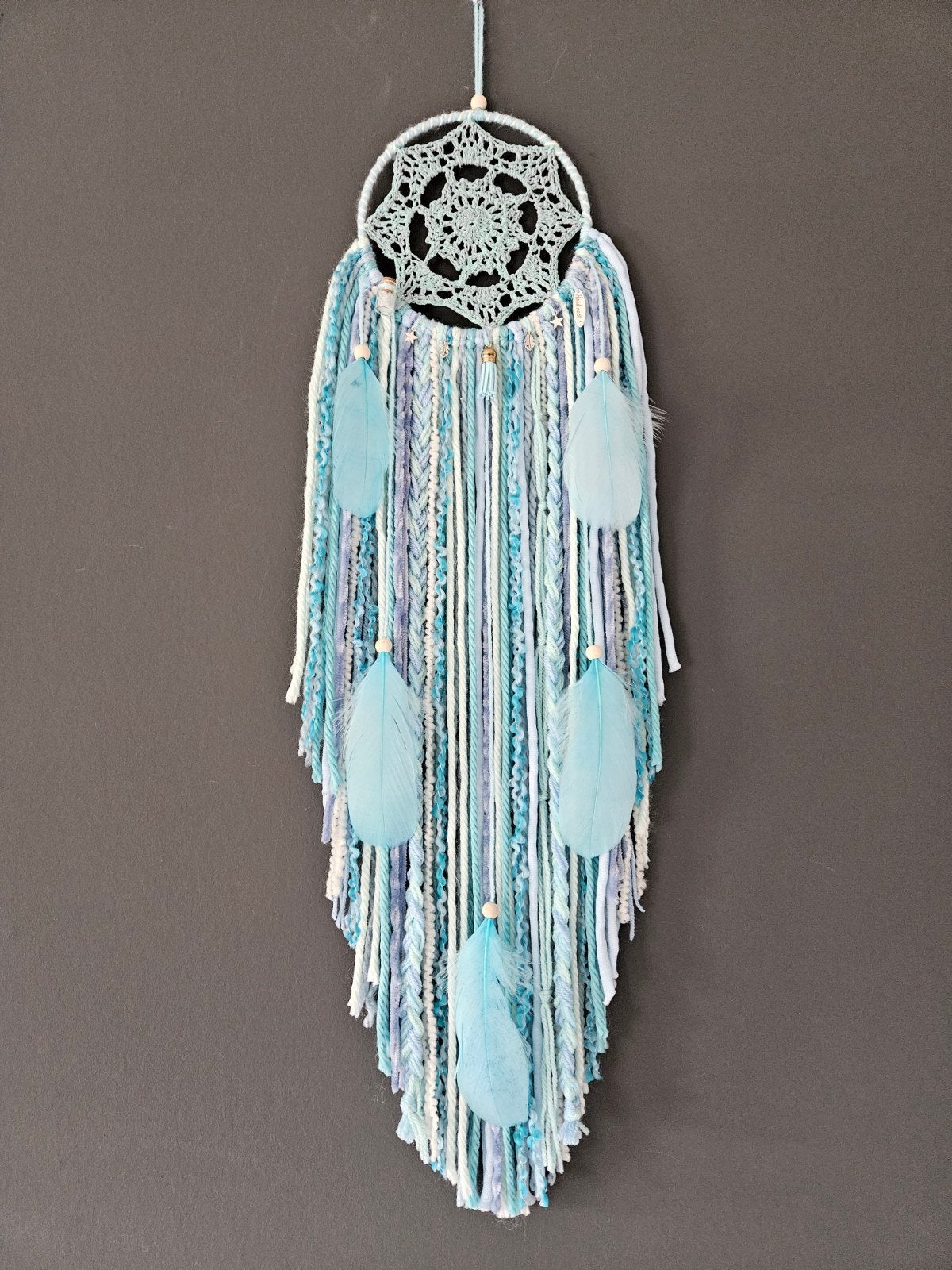 dromenvanger blauw wit wandkleed kinderkamer boho, Huis en Inrichting, Woonaccessoires | Wanddecoraties, Ophalen of Verzenden