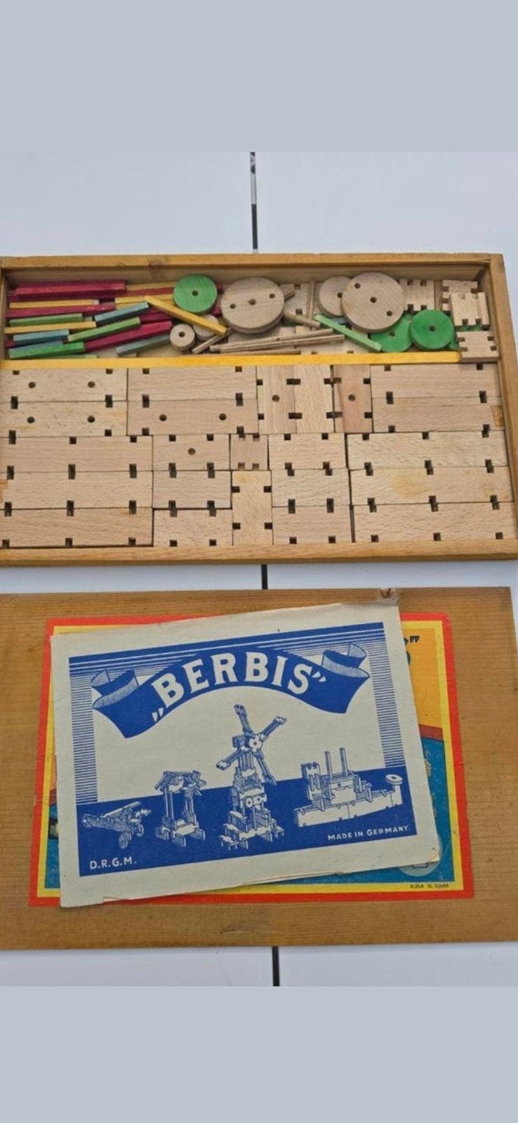 Antieke jaren 30 Berbis constructiebowspeelgoed doos nr4 €29, Antiek en Kunst, Ophalen of Verzenden