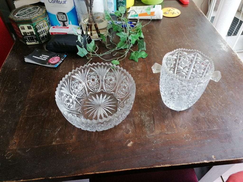 vaas en fruitschaal, Ophalen, Zo goed als nieuw, Glas
