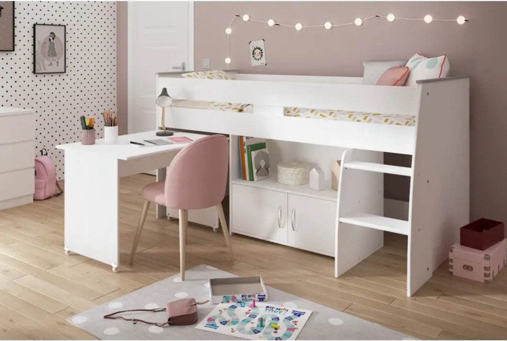 Kinderbed - halfhoogslaper - 110hx90bx206l (cm) - wit, Kinderen en Baby's, Ophalen, Gebruikt, 70 tot 85 cm, Hoogslaper of Stapelbed