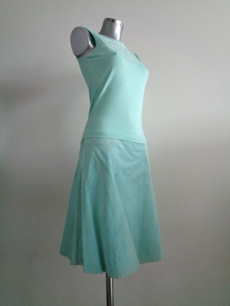 Benetton 100% leren, suède rok, nieuw, kaartje - medium, Maat 38/40 (M), Blauw, Benetton, Nieuw