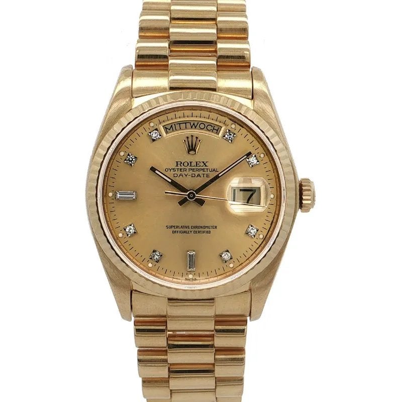 Rolex Day-Date 36 Rolex service 05-2026! 18k goud, Sieraden, Tassen en Uiterlijk, Ophalen of Verzenden, Zo goed als nieuw, Goud