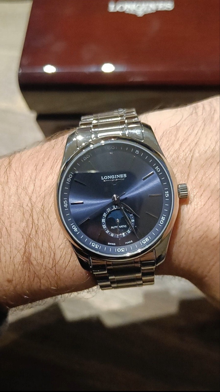 Longines Master Collection Moonphase, Overige merken, Staal, Polshorloge, Ophalen of Verzenden