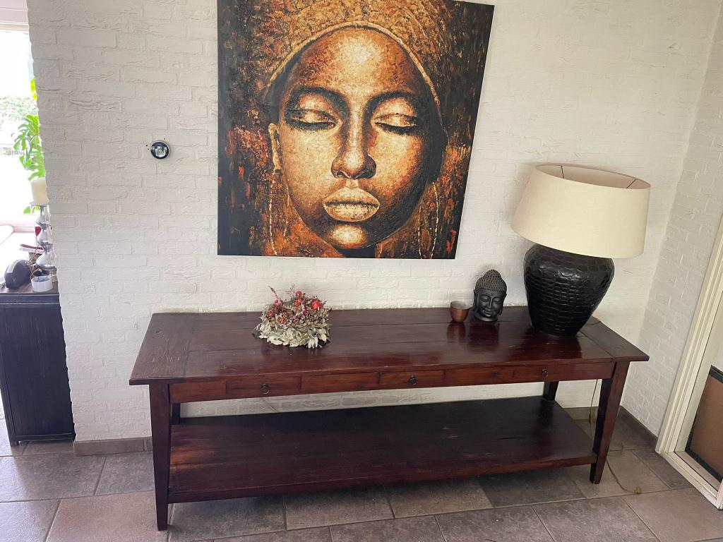 Robuuste Landelijke Sidetable /  Koloniaal Hardhout (230 cm), Ophalen, Koloniaal, 200 cm of meer, Zo goed als nieuw