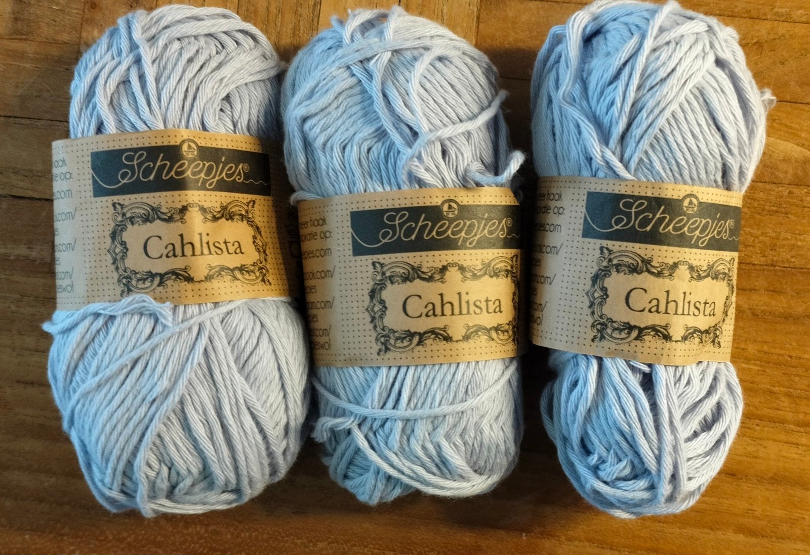 3 bollen Scheepjes Cahlista 399 Lilac Mist, Ophalen of Verzenden, Zo goed als nieuw, Breien of Haken, Wol of Garen