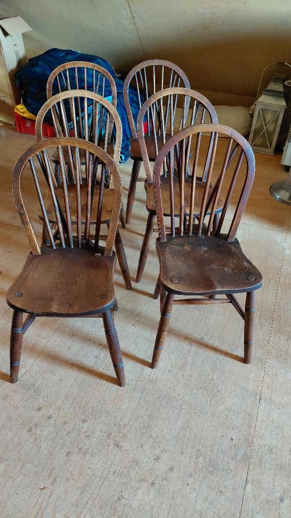 Te koop 6 Windsor spijlenstoelen, Antiek en Kunst, Ophalen