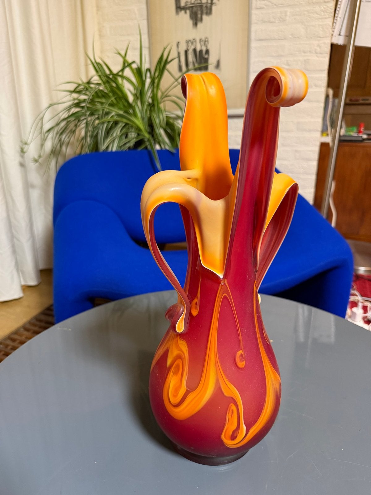 Prachtige Simais vaas, rood/oranje glas, Ophalen