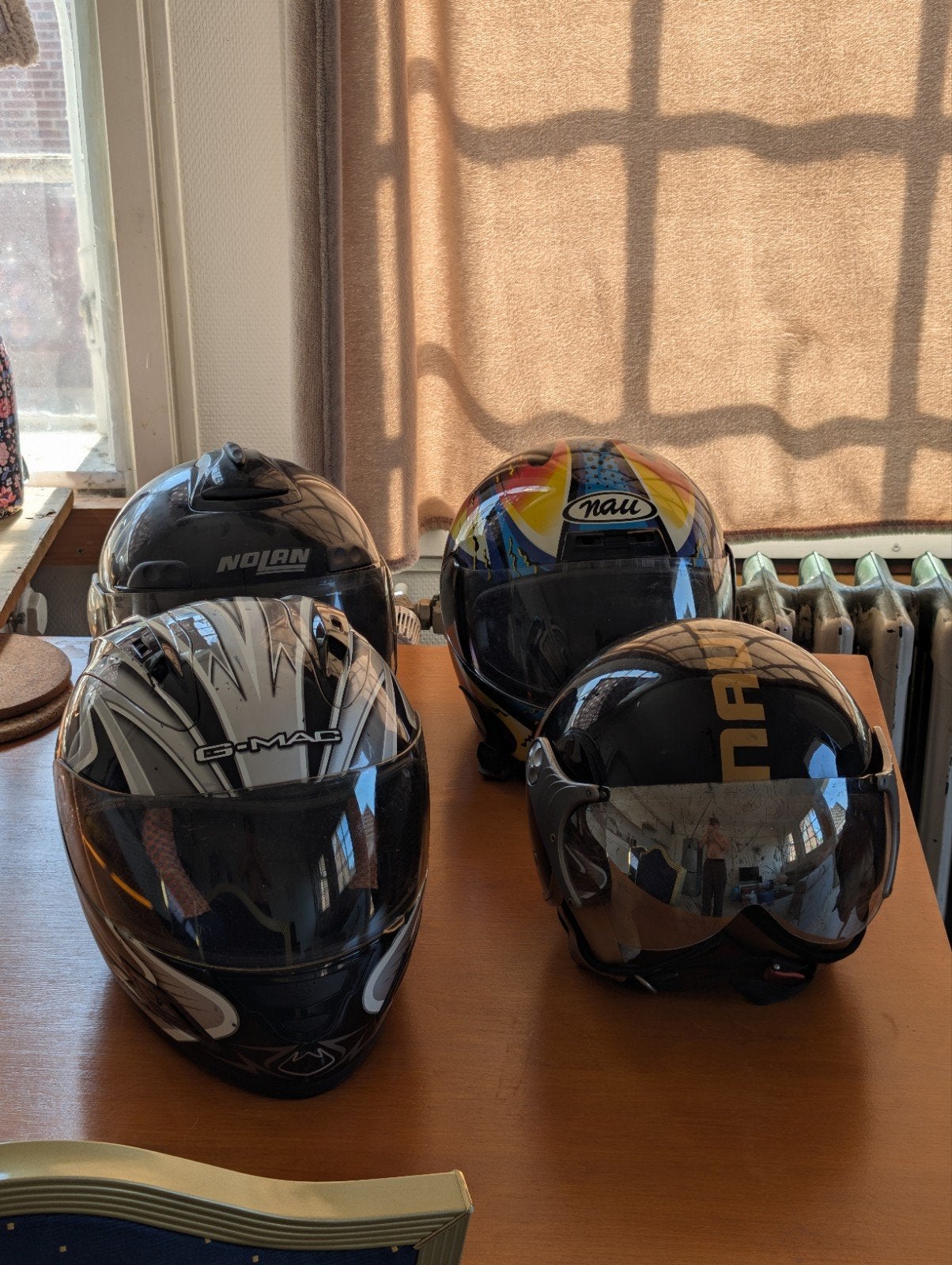 4 helmen, diverse merken en maten, Motoren, Kleding | Motorhelmen, Heren, Nolan, Ophalen of Verzenden, Integraalhelm