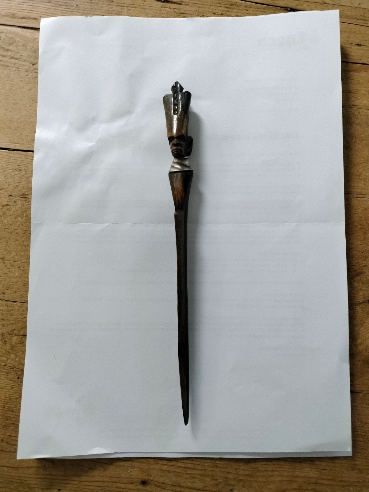 Vintage Afrikaanse Handgesneden Houten Briefopener - 32 cm, Antiek en Kunst, Ophalen