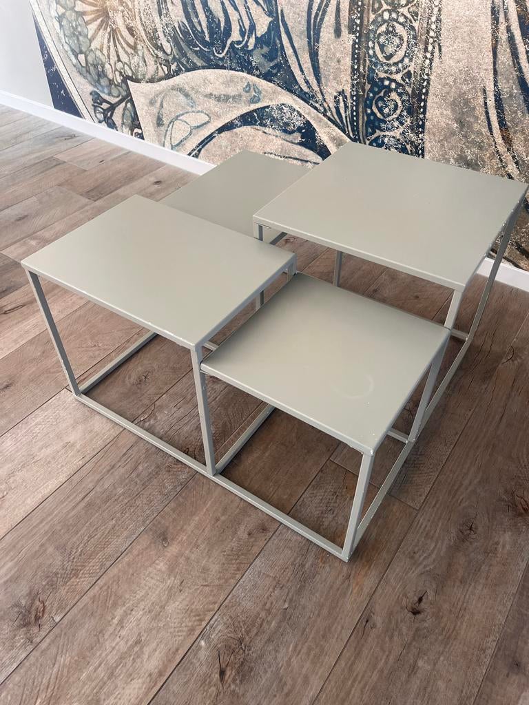 Greige Woood salontafel, Huis en Inrichting, Tafels | Salontafels, Ophalen, Gebruikt, 50 tot 100 cm, Vierkant