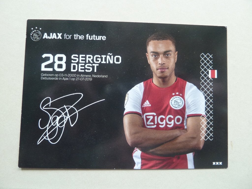 Spelerskaart. Sergino.Dest   Ajax.   2019/2020, Ophalen of Verzenden, Zo goed als nieuw, Ajax, Spelerskaart