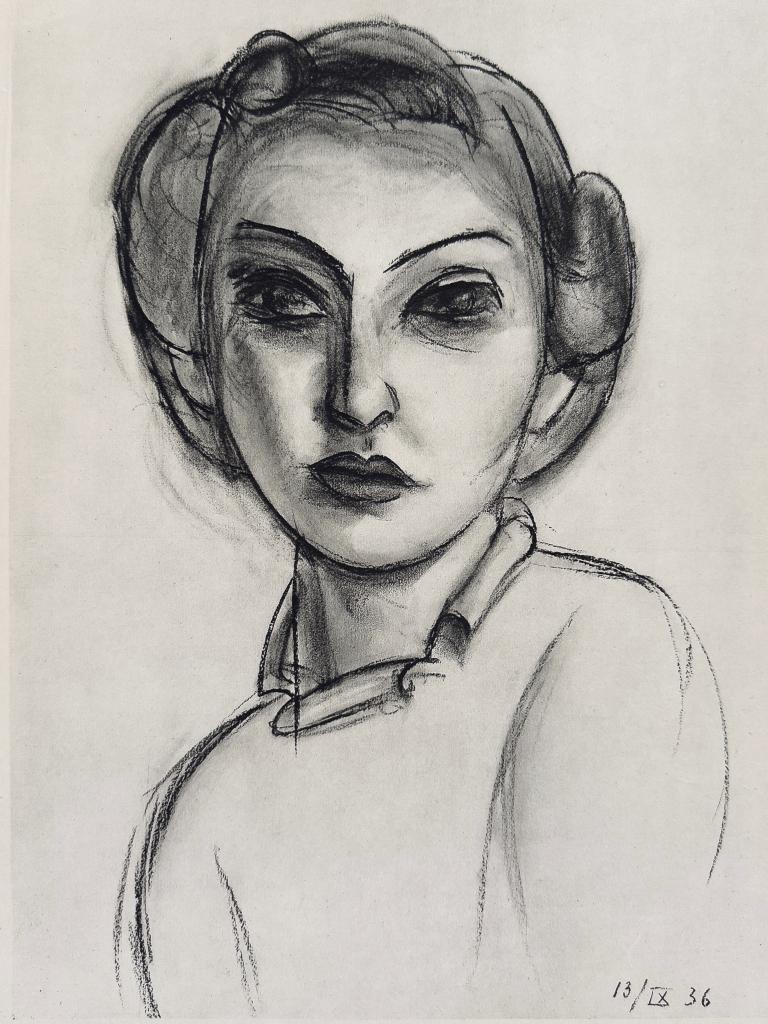 Henri Matisse - Grote heliogravure, 1939 - Schets, Portret, Antiek en Kunst, Kunst | Etsen en Gravures, Gravure, Blanco verso