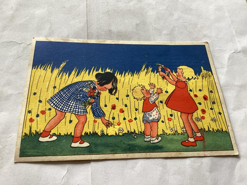 Vintage Ansichtkaart: Kinderen in Bloemenveld - J. Bijloos, Ophalen of Verzenden, 1920 tot 1940, Ongelopen
