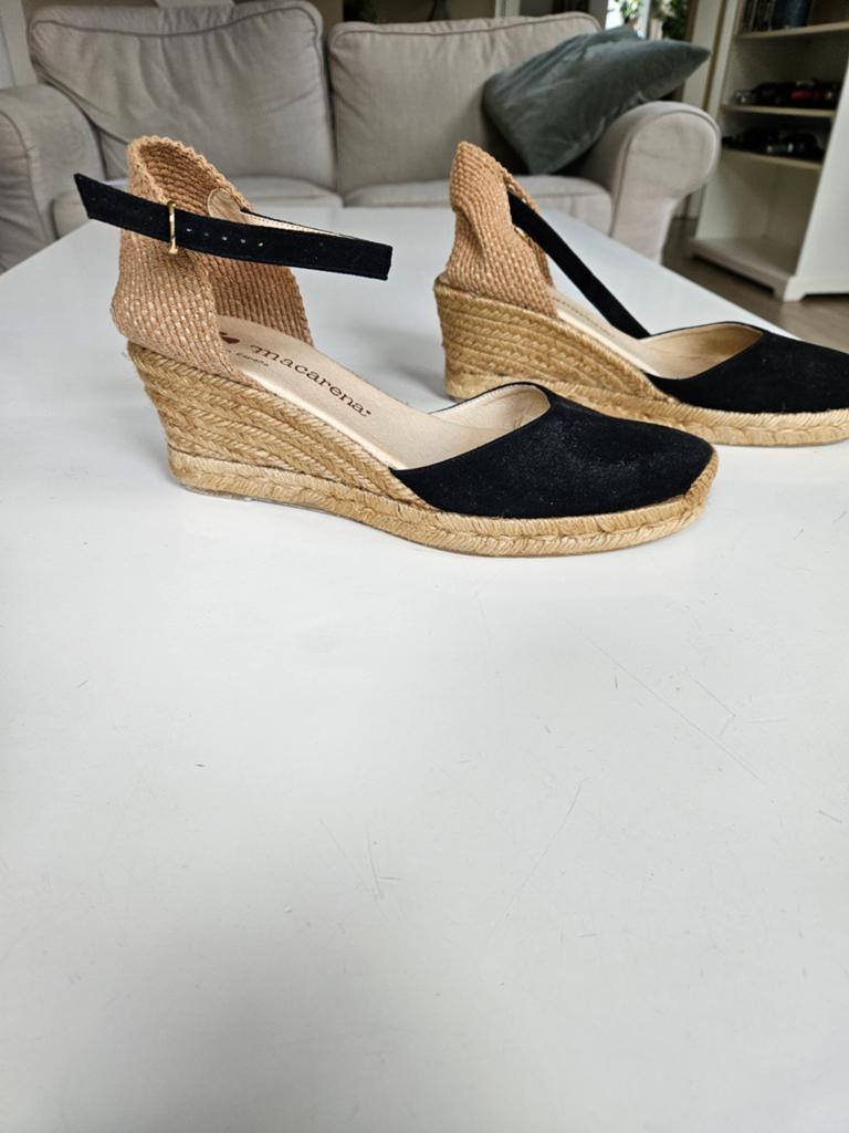 Macarena zwarte suède espadrilles met touwhak - mt 39, Ophalen