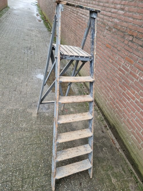 houten ladder vintage, Ophalen of Verzenden, 'T Olde Gre-j, Info@toldegrej.nl, Endepoelstraat 20f Didam