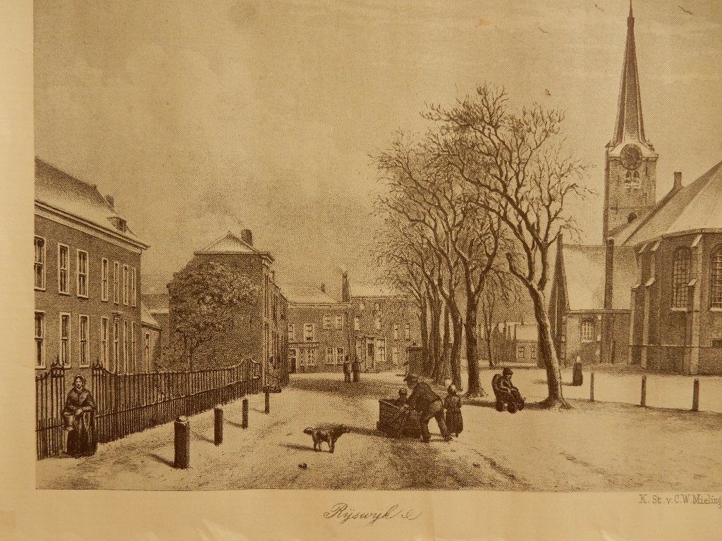 Rijswijk, afdruk van een kerk, Stadsgezicht, Ophalen of Verzenden, Gravure, 25 cm