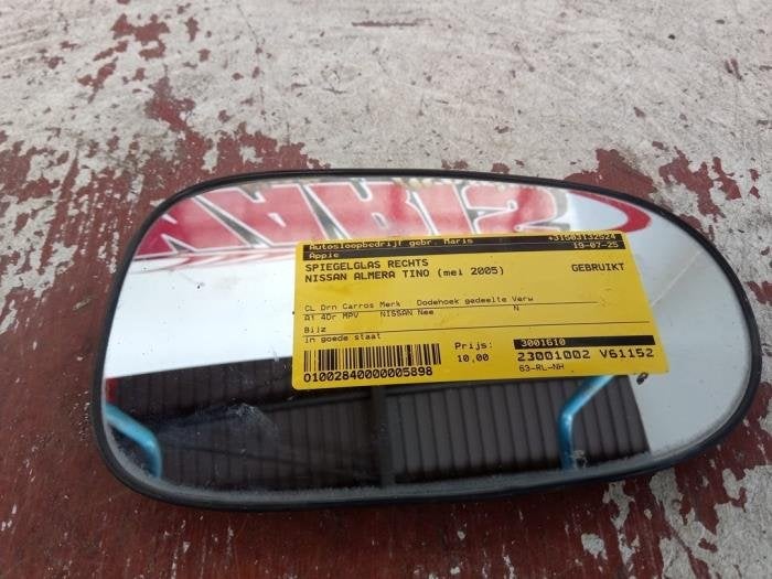 Spiegelglas rechts van een Nissan Almera Tino, Auto-onderdelen, Gebruikt, -, -, Ophalen of Verzenden