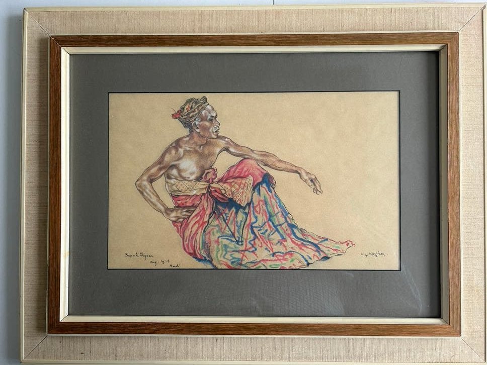 W.G. Hofker - Balinese danser (Bapak Depoer, 1918), Antiek en Kunst, Kunst | Tekeningen en Foto's, Ophalen, Tekening, Lithografie