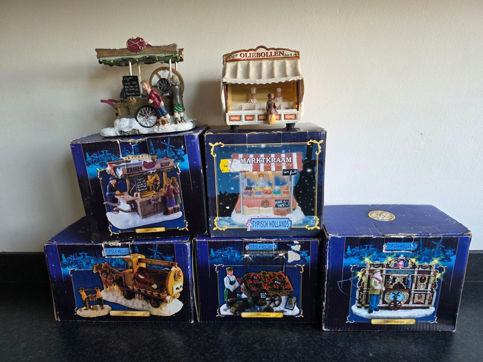 7x Typisch Hollands met verlichtings defecten Kerstdorp, Ophalen, Gebruikt