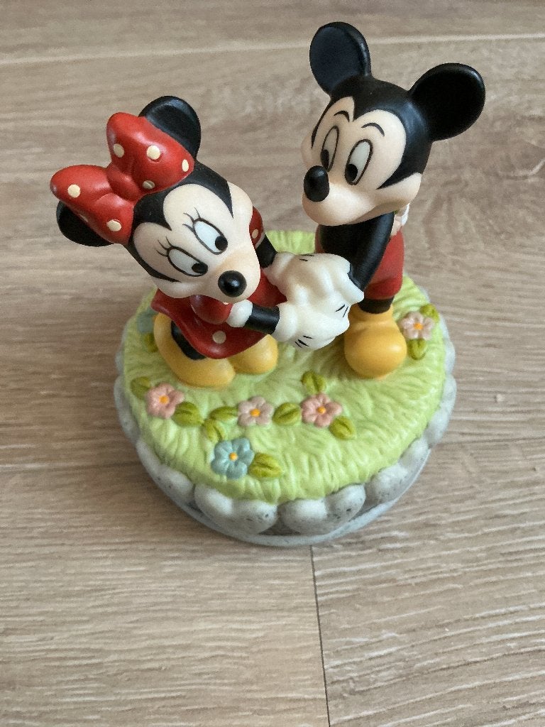 Muziekdoosje Mickey en Mini, Ophalen, Mickey Mouse, Nieuw, Beeldje of Figuurtje