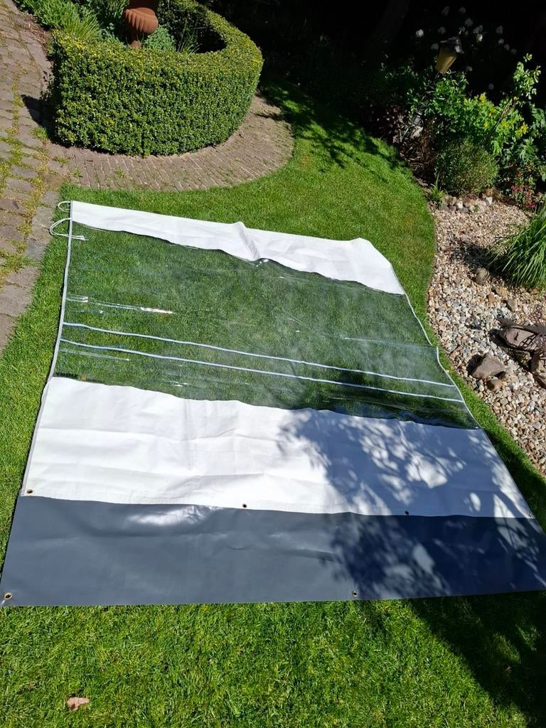 Thule rainblocker zijwand 2.20m.breed, met spanstang/rafter, Caravans en Kamperen, Ophalen of Verzenden, Zo goed als nieuw
