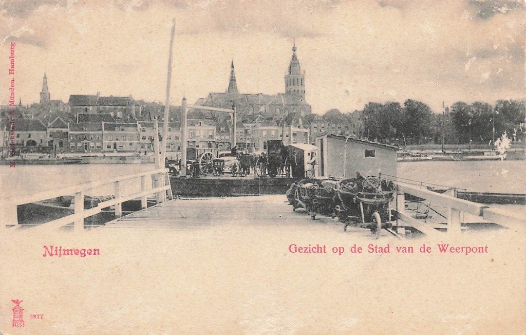 W151 Nijmegen Veerpont Veerboot paard en wagen voor 1906, Verzenden, Voor 1920, Gelderland
