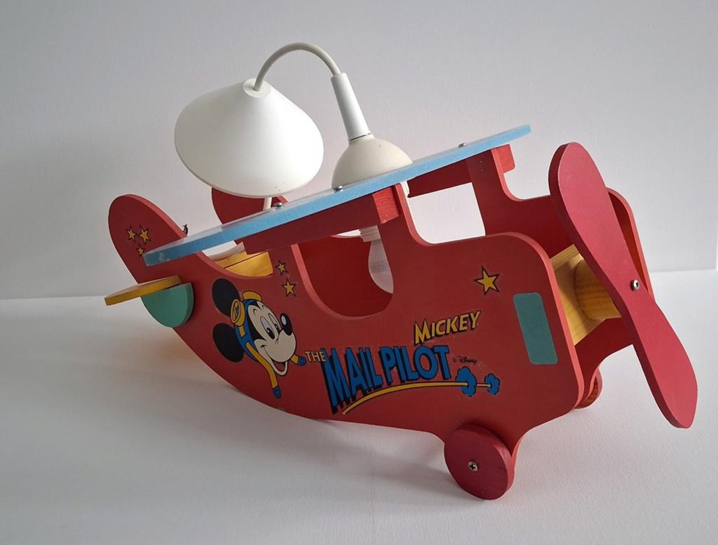 Vintage Disney Mickey Mouse Vliegtuig Hanglamp, Kinderkamer, Huis en Inrichting, Ophalen, Gebruikt, Hout